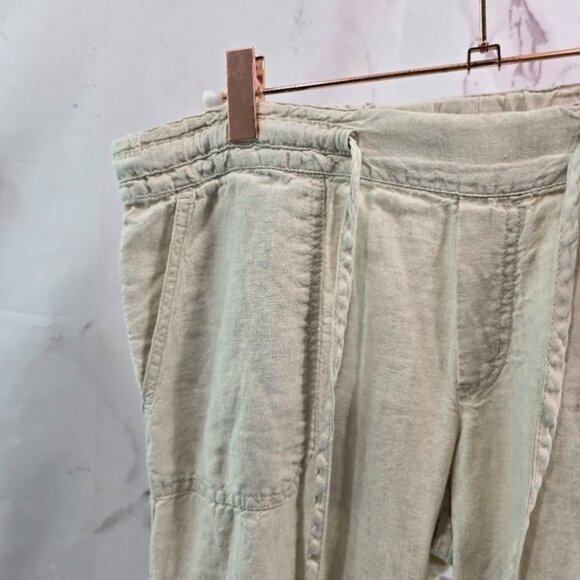 Allen Allen Pants Womens Small X 30 Cream Beige Linen Wide Leg Lakenlook - Picture 2 of 10